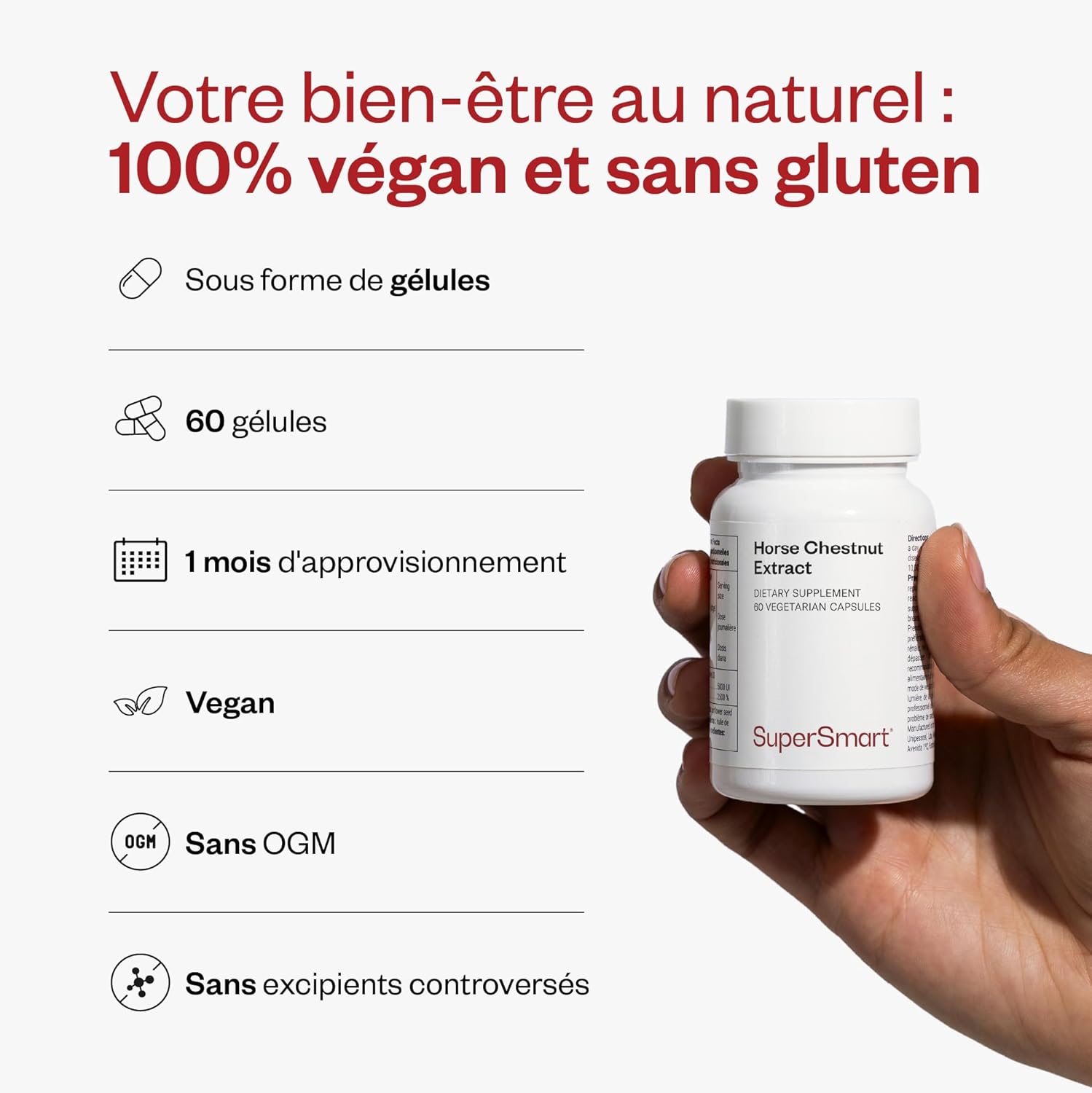 Thumbnail 4 de Supersmart Horse Chestnut (Marron d’Inde) – extrait standardisé à 20% d’escine, vegan