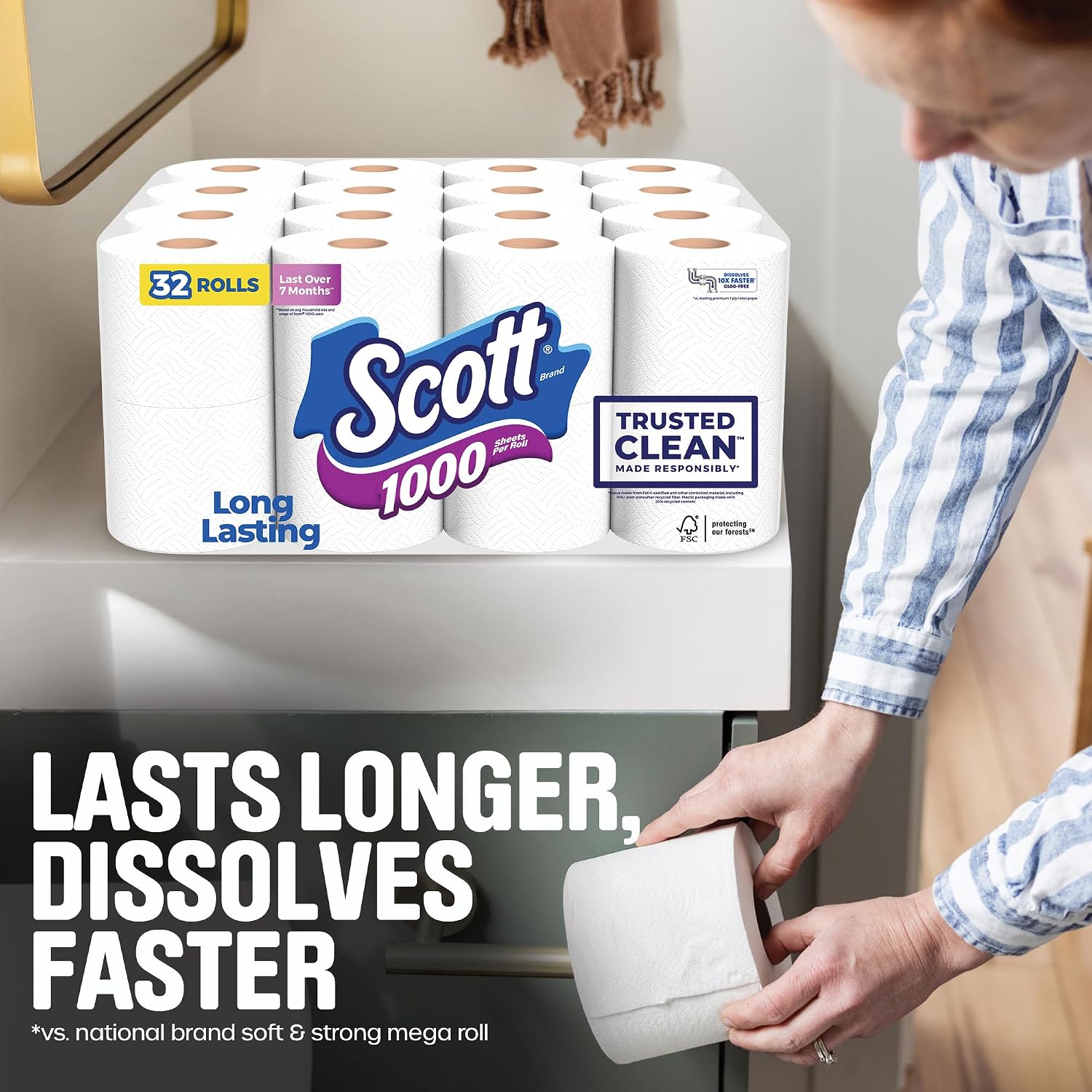 Thumbnail 4 de Scott 1000 1-Ply Trusted Clean, 32 Rolls