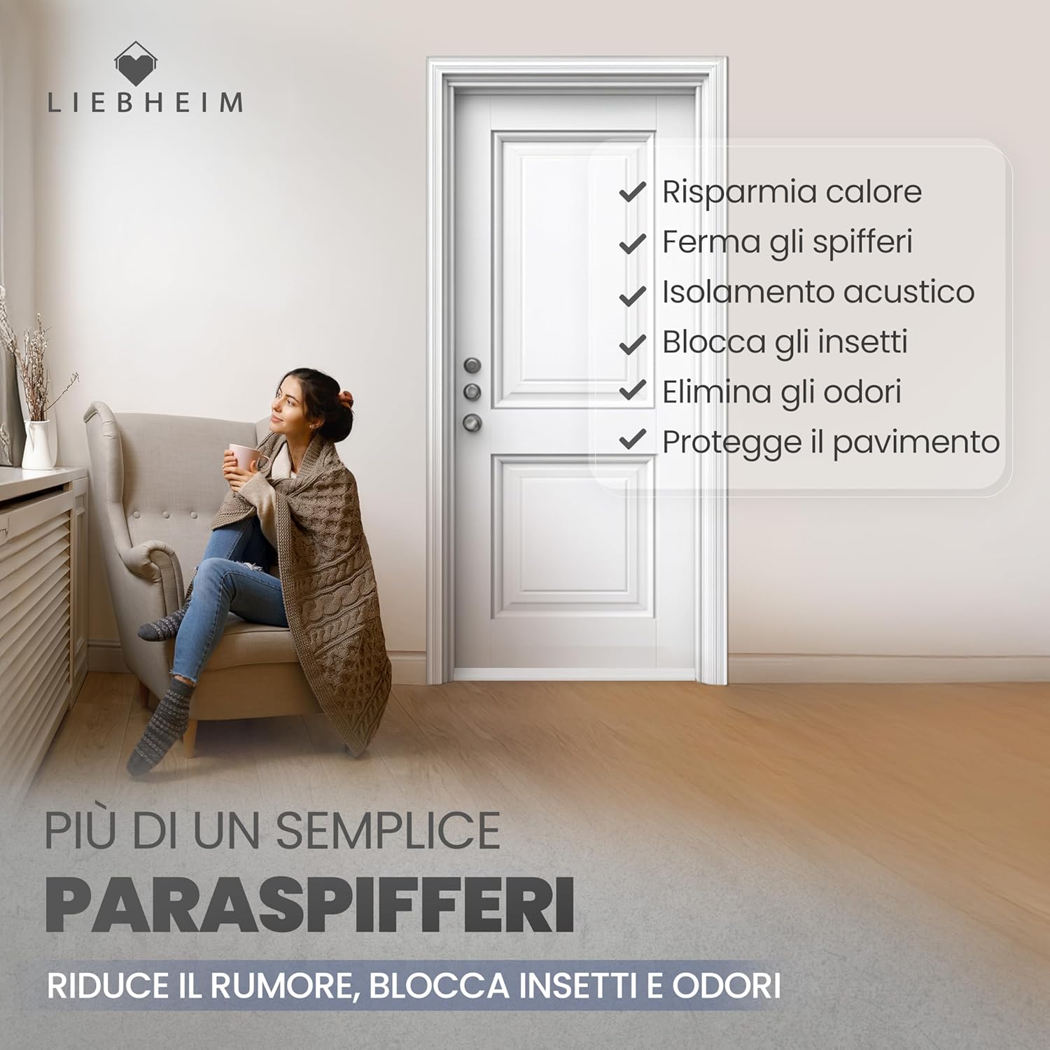 Thumbnail 5 de LIEBHEIM paraspifferi sottoporta e guarnizione porta (1 pezzo) bianco