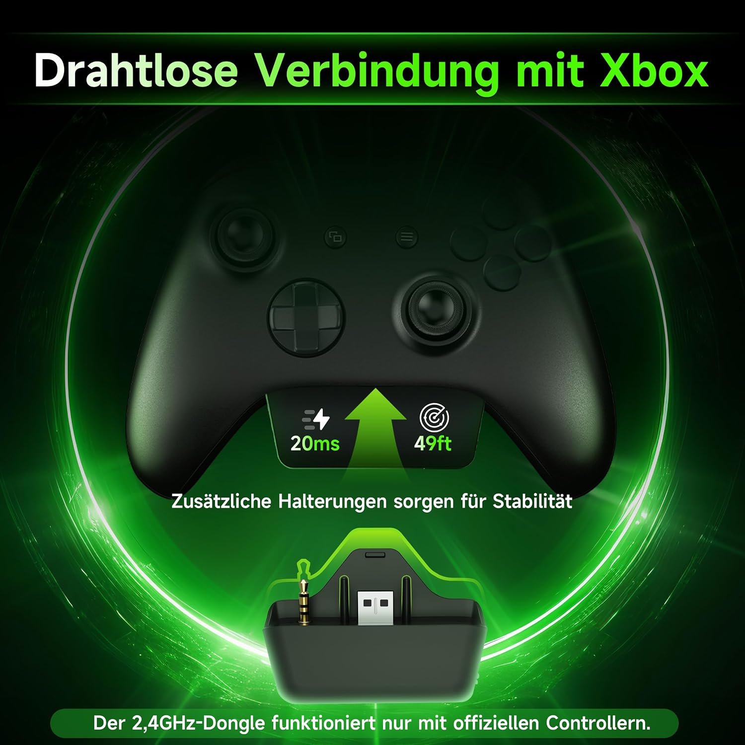 Detalle de Gvyugke Kabelloses Gaming Headset – 2,4-GHz + Bluetooth 5.4, 50 mm Treiber, Flip-to-Mute Mikrofon