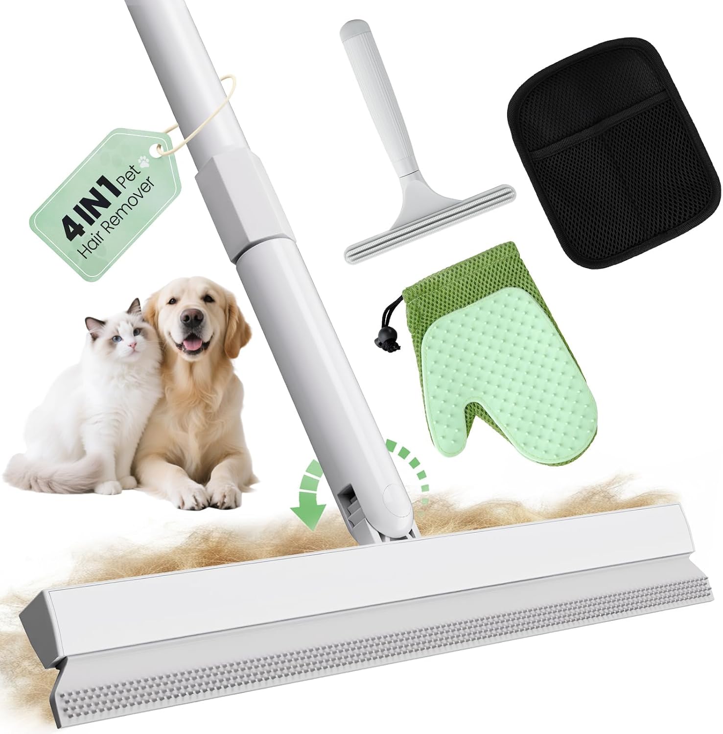 Detalle de 4 in 1 Carpet Rake Kit 60" pet hair remover