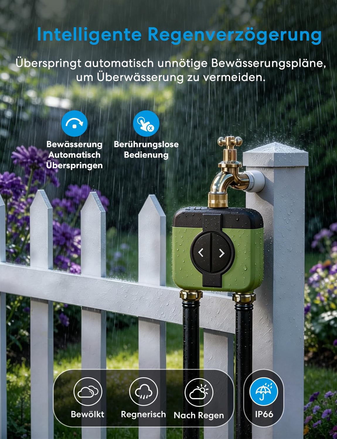 Detalle de Meross MST200 Bewässerungscomputer WLAN mit zwei Ausgängen – kompatibel mit Meross Hub (MSH400/MSH450)