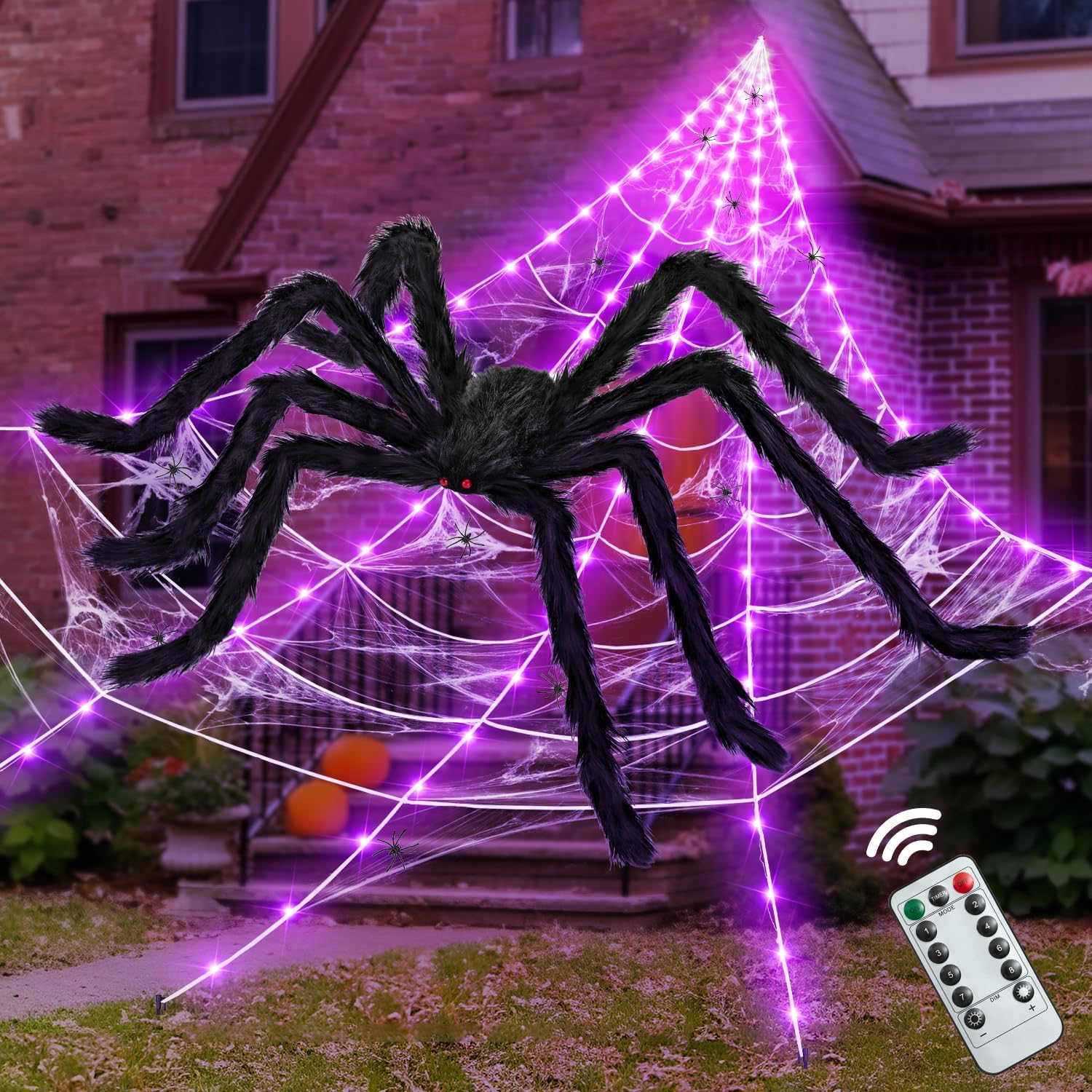 Detalle de inin IN-008 Halloween Spider Web Decoration, 200-Inch, 250 Purple LEDs