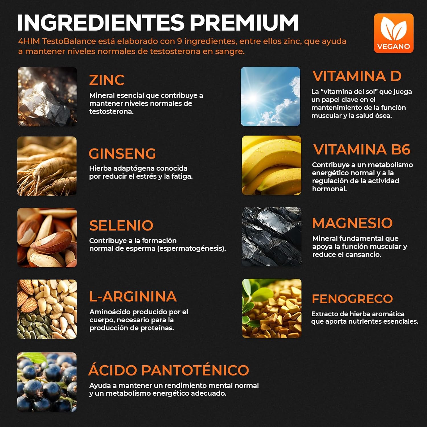 Thumbnail 4 de 4 HIM TestoBalance - Vitalidad y Fuerza con Zinc, Magnesio y Ginseng 💪