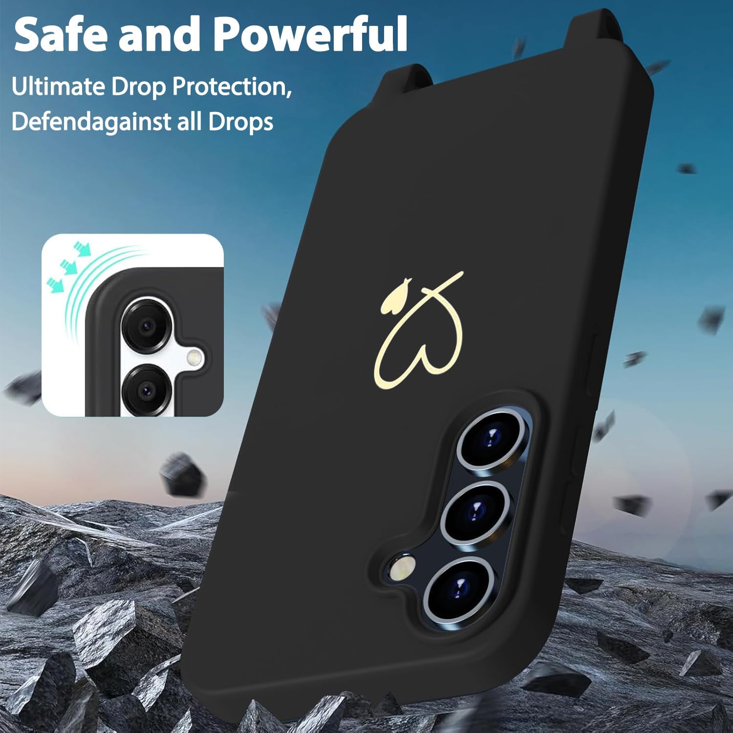 Thumbnail 2 de AoozeFon Hülle mit Band für Samsung Galaxy A26 5G/4G – abnehmbares Handyband, TPU-Schutz, Schwarz