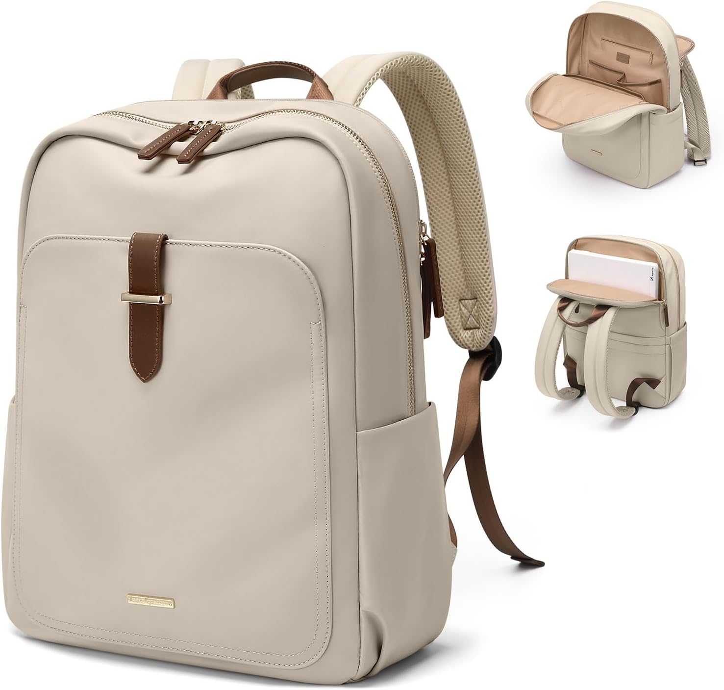 Detalle de GOLF QUALITY Laptop Backpack for Women – 15.6" Apricot, Modern, 18L