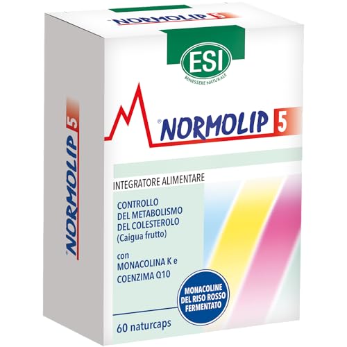 Detalle de Normolip 5 di ESI Benessere Naturale: Integratore a base di Riso Rosso Fermentato e Caigua, 60 Naturcaps