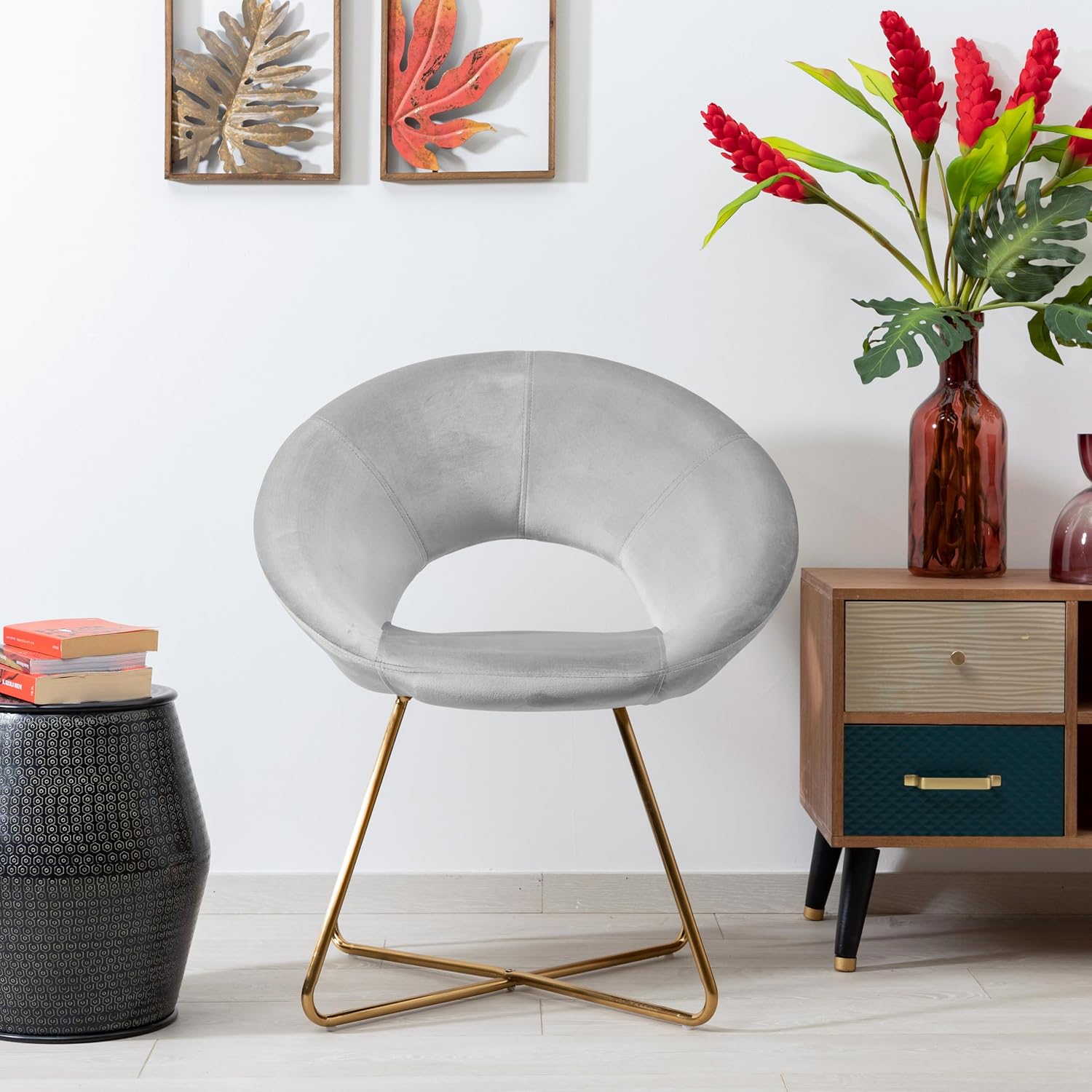 Detalle 2 de Baroni Home Poltrona Velluto Blu Petrolio 71 cm