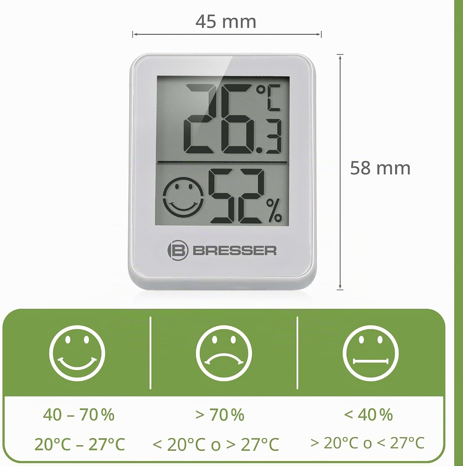 Detalle de Bresser Temeo Hygro Indicator termómetro higrómetro 4,98 cm