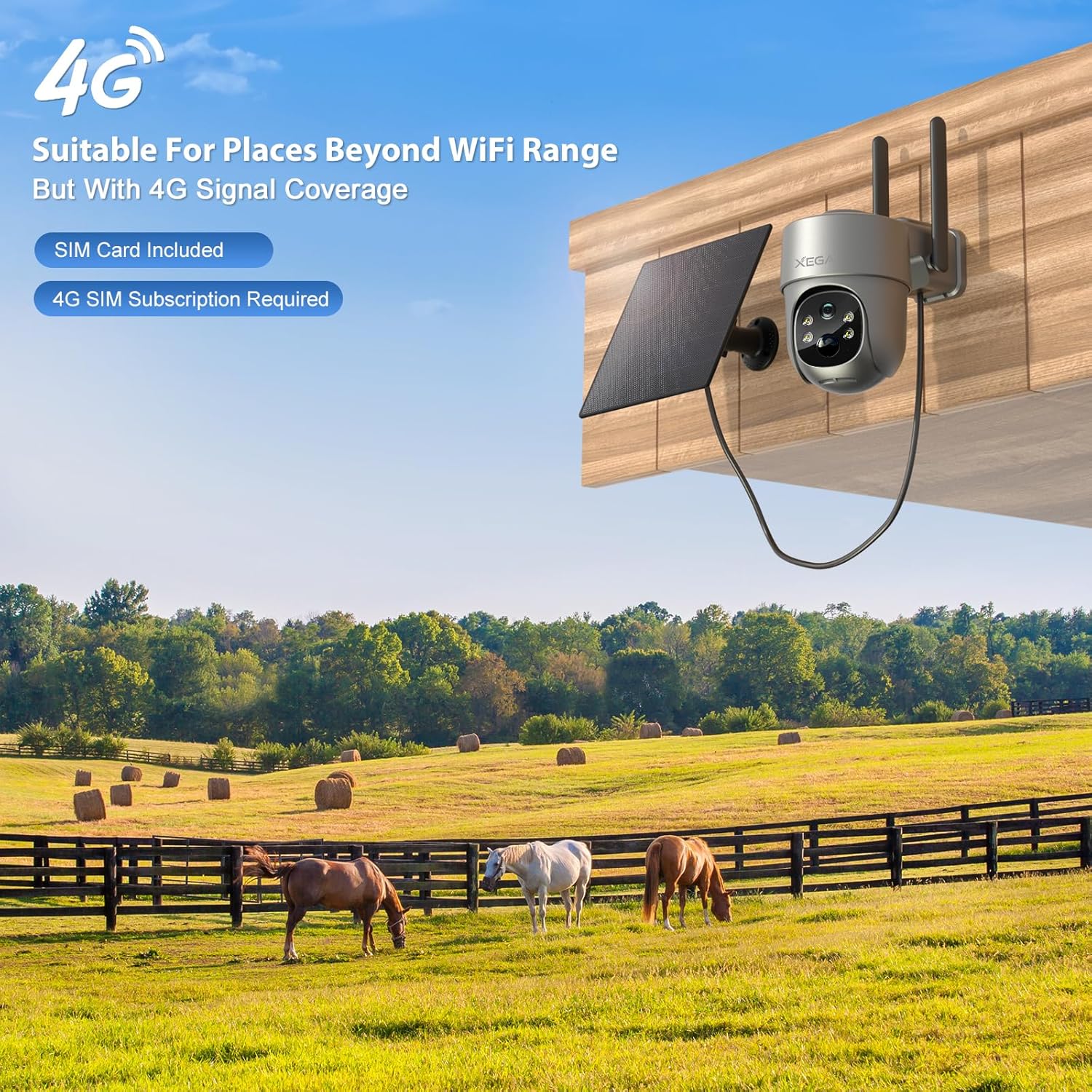 Detalle 2 de Xega 4G LTE Solar Security Camera 2K