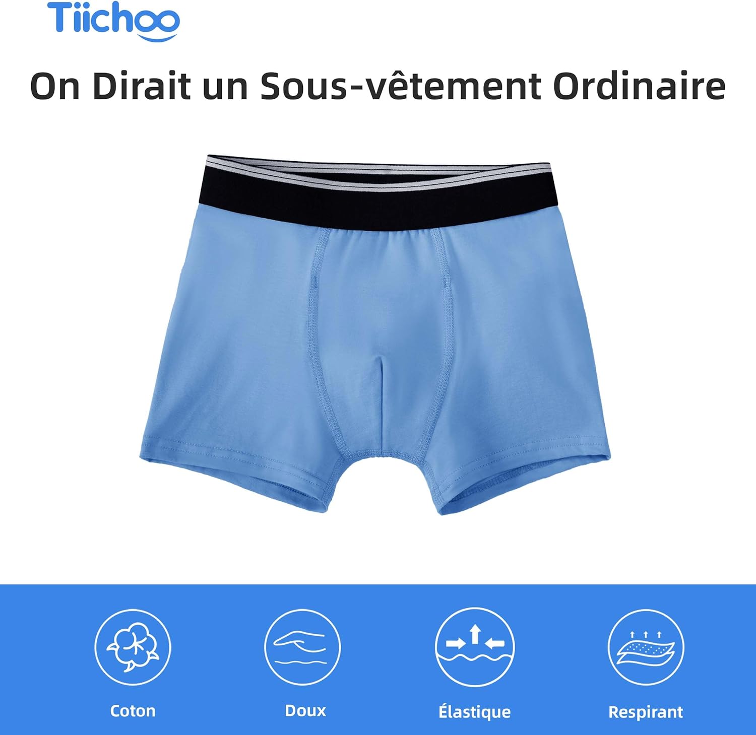 Detalle 2 de TIICHOO Caleçon Garçon Incontinence en Coton – Culotte Lavable Lot de 5