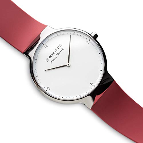 Detalle de BERING 15540-500 Orologio da polso da uomo – cassa argento 40 mm, quadrante bianco, vetro zaffiro, cinturino in silicone