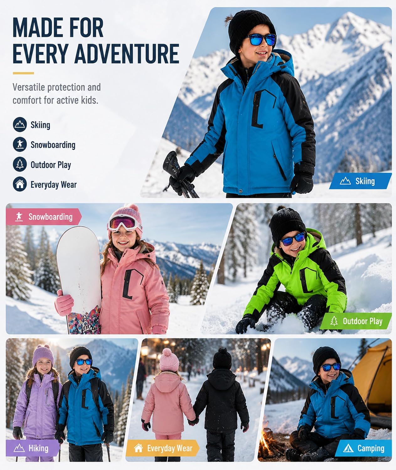 Thumbnail 5 de ZITY Kids Ski Jacket, Sherpa-Fleece Lined with Removable Hood