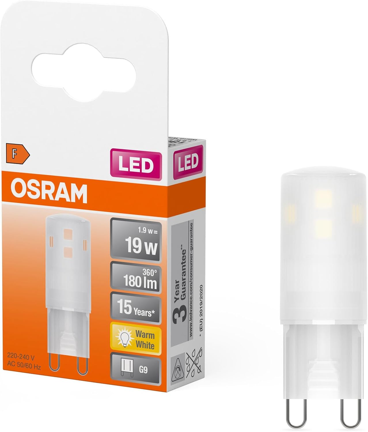 Detalle de Osram Star PIN LED-Lampe für G9-Sockel, 5er Pack, warmweiß 2700K, 320 Lumen, nicht dimmbar