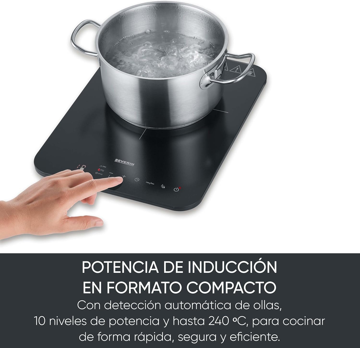 Detalle 2 de SEVERIN KP 1032 – Placa de inducción vitrocerámica, 2000 W, pantalla táctil y temporizador