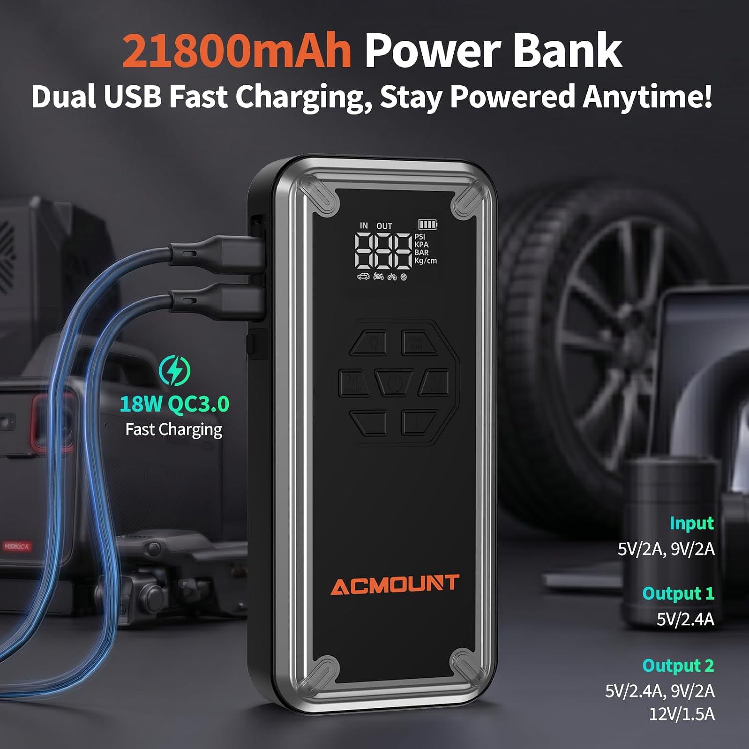 Thumbnail 4 de Acmount 7000A 12V Jump Starter with 150PSI Compressor