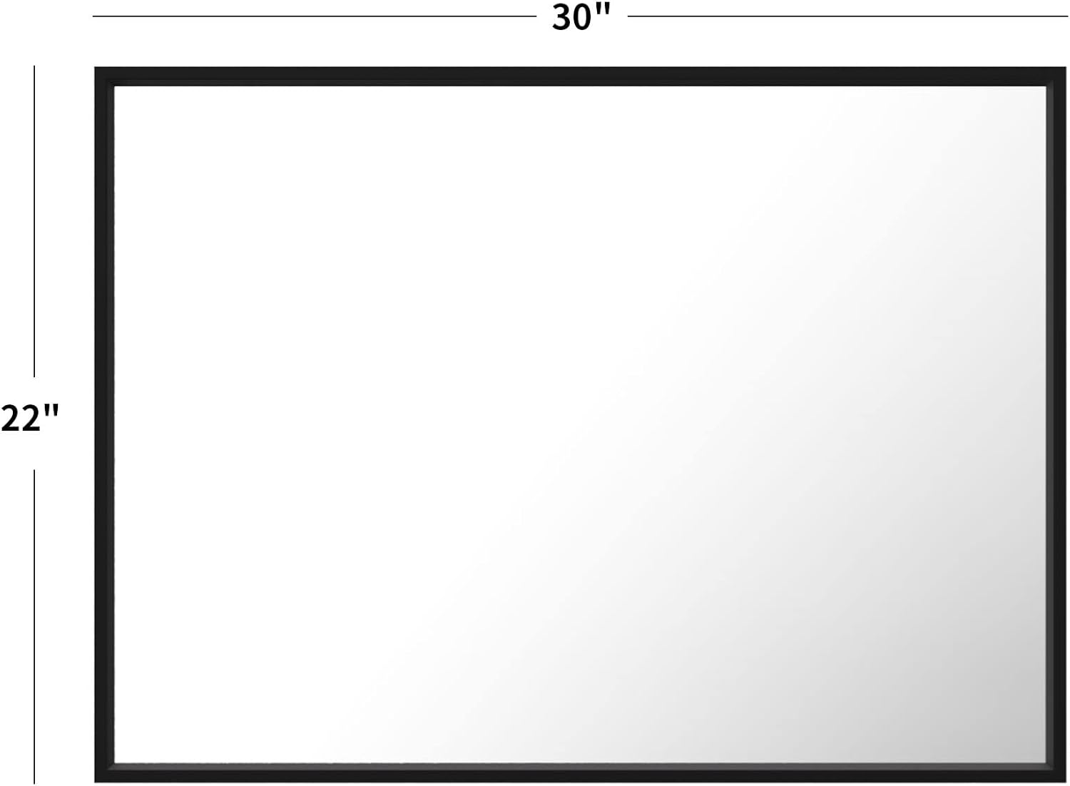 Detalle de LOAAO 22"x30" Black Rectangle Bathroom Mirror with Matte Black Aluminum Alloy Frame
