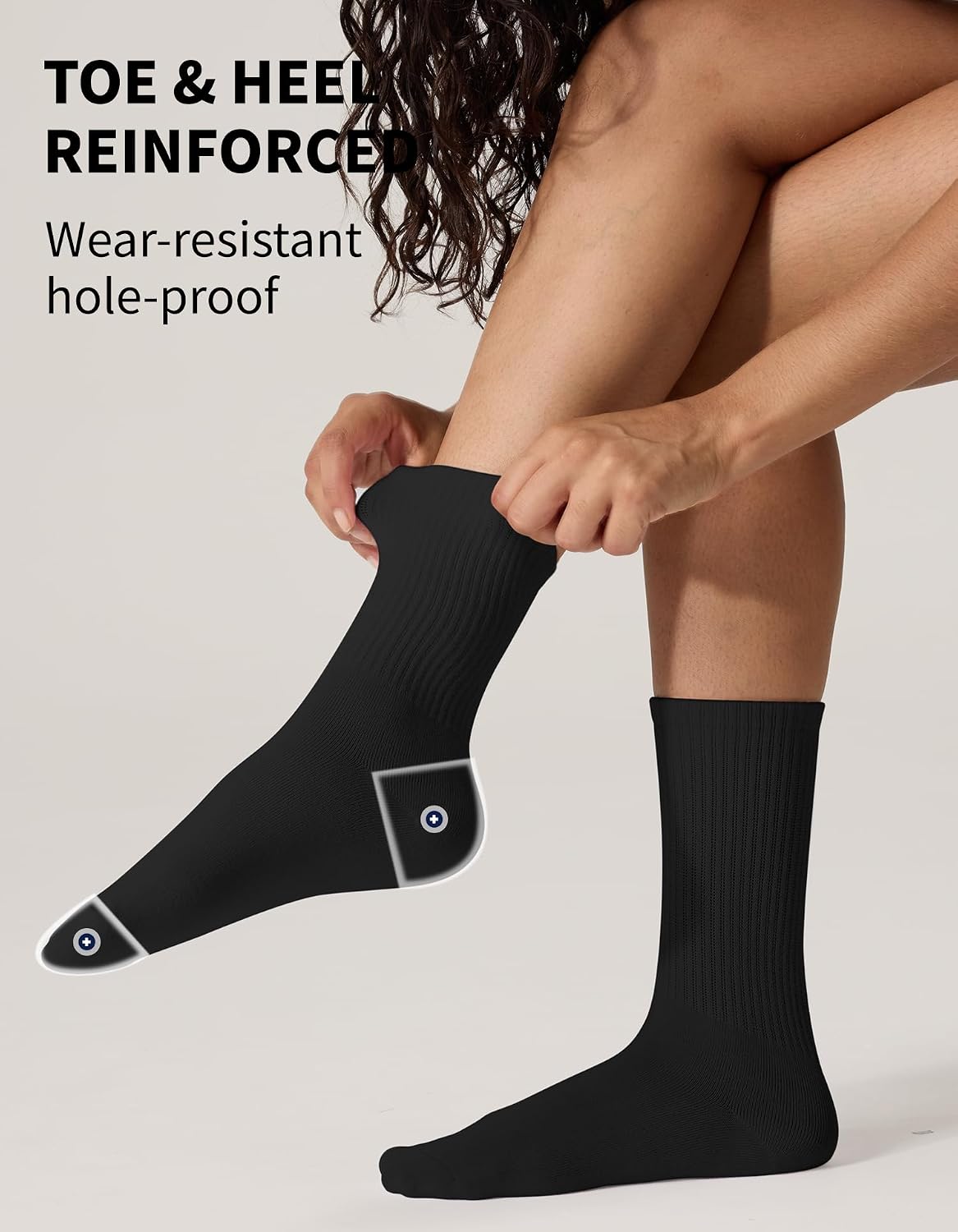 Thumbnail 4 de CLOSEMATE Women's Crew Socks, 3 Pairs, Cotton-Rich with Ribbed Cuffs