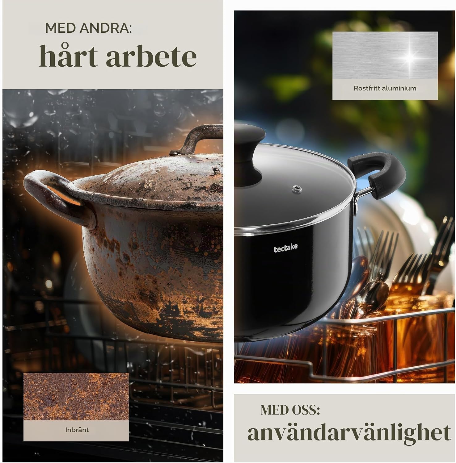 Detalle de tectake 405299 kastrullset, 15 delar med non-stick och glaslock