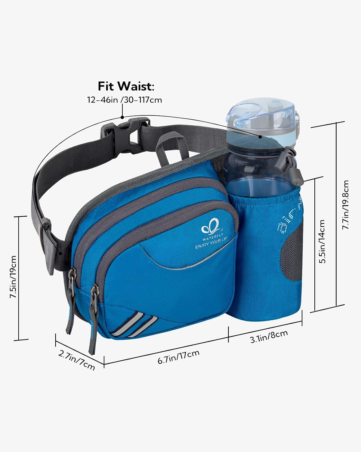 Detalle de WATERFLY Bauchtasche mit Flaschenhalter – wasserdicht, atmungsaktiv und ultraleicht