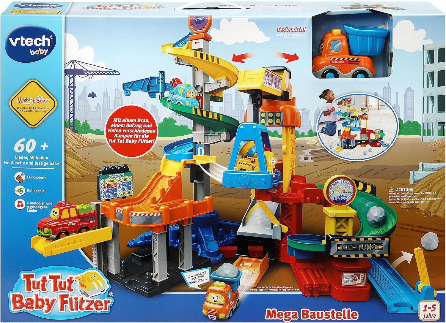 Detalle 2 de VTech Tut Tut Baby Flitzer Mega Cantiere – Set da gioco interattivo per bambini 1–5 anni