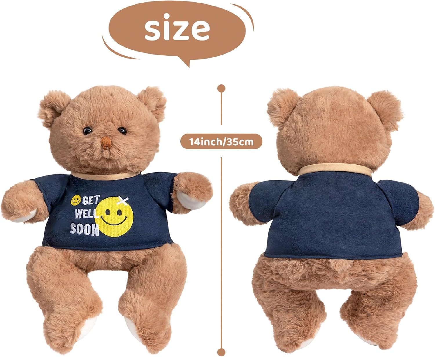 Detalle de BEJOY Teddybär – süßes, weiches Plüschtier mit 'Gute Besserung' T-Shirt, 35 cm