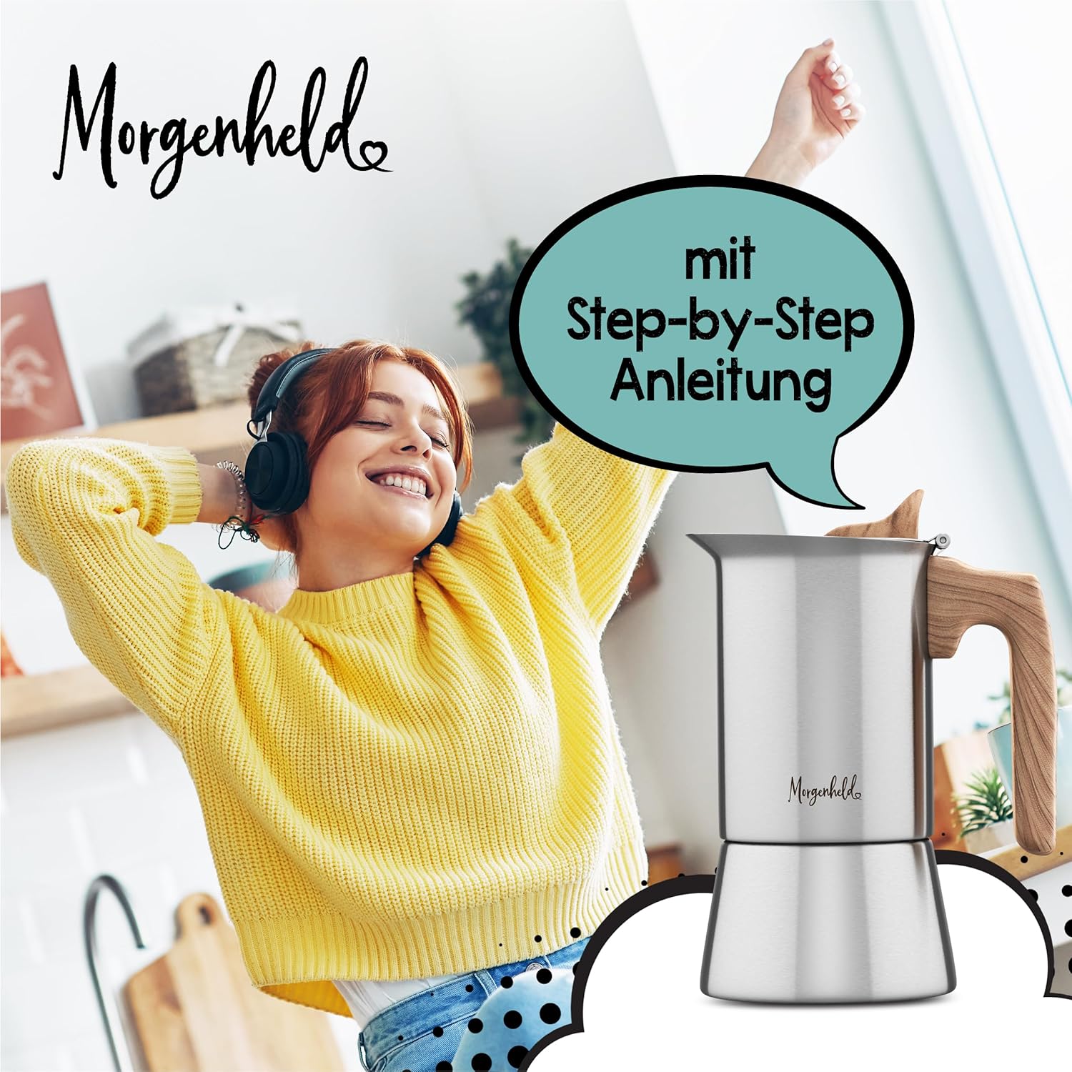 Thumbnail 6 de Morgenheld STYLE Premium Espressokocher 4 Tassen