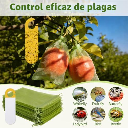 Thumbnail 3 de 60 Piezas de Bolsas para Uvas en Parra con Cordón de Vegamall (Organza 20x30 cm) + 5 Placas Adhesivas Antiinsectos