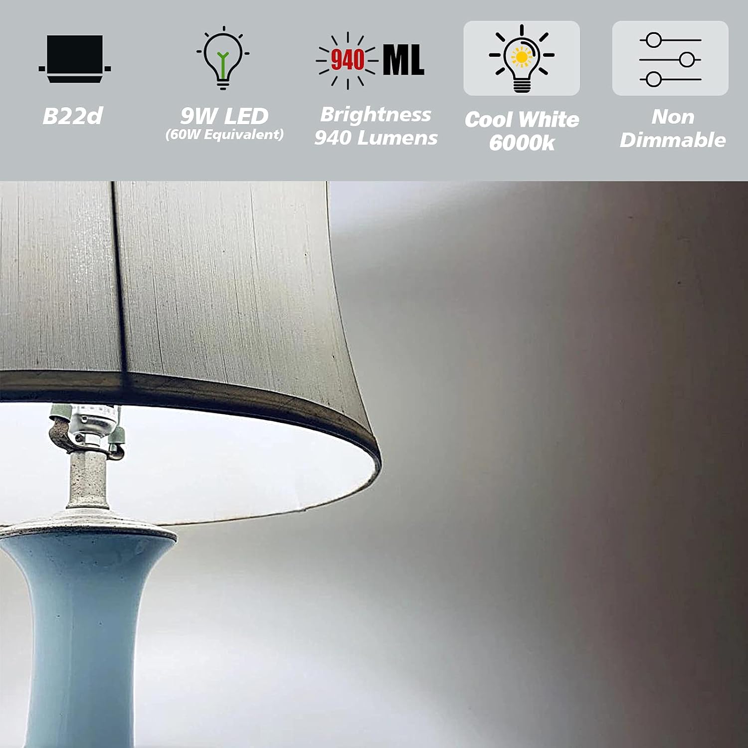 Thumbnail 3 de Venforze Bayonet Light Bulbs 9W (60W Equivalent) 940lm 6000K/2700K B22 Non-Dimmable