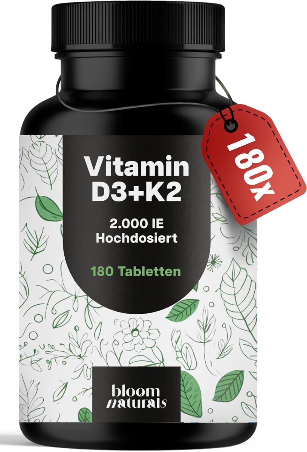 Detalle de Vitamin D3 K2 hochdosiert – 180 Tabletten 2000 IE
