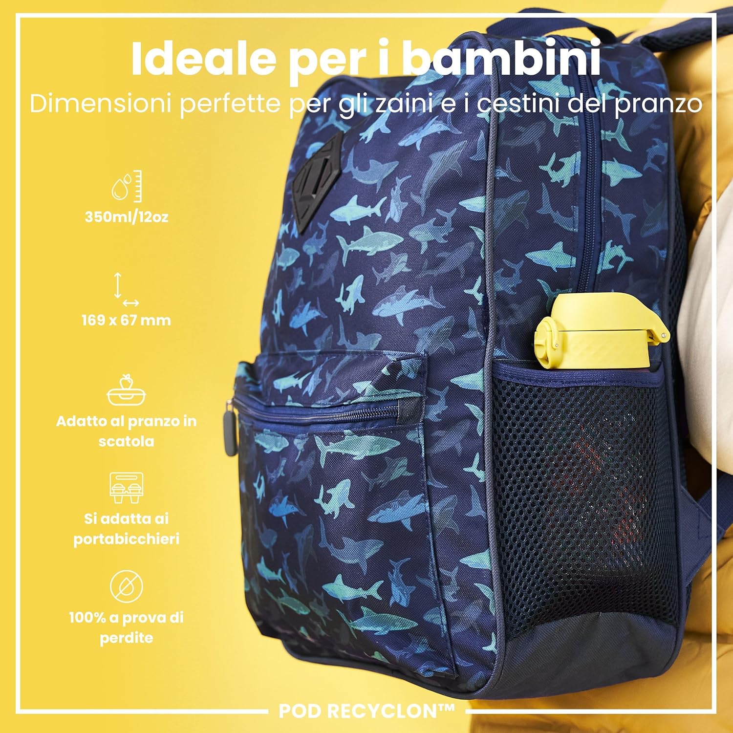 Detalle 2 de Ion8 Borraccia per Bambini 350 ml – a Prova di Perdite, con maniglia e chiusura sicura (Cuccioli di Leone)