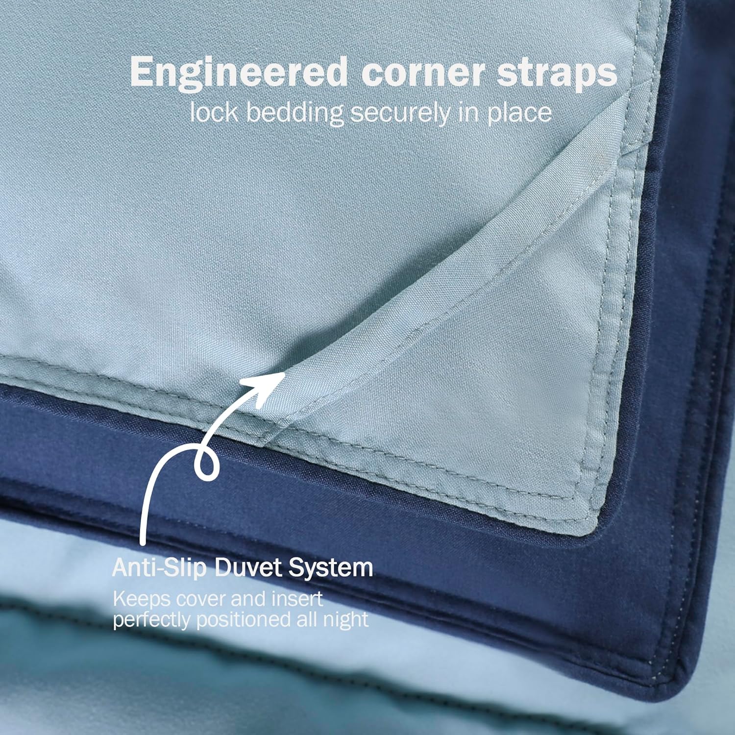 Detalle de HIG 2-piece navy reversible coverless single duvet set (135 x 200cm) with 10.5 tog filling and 1 pillow sham