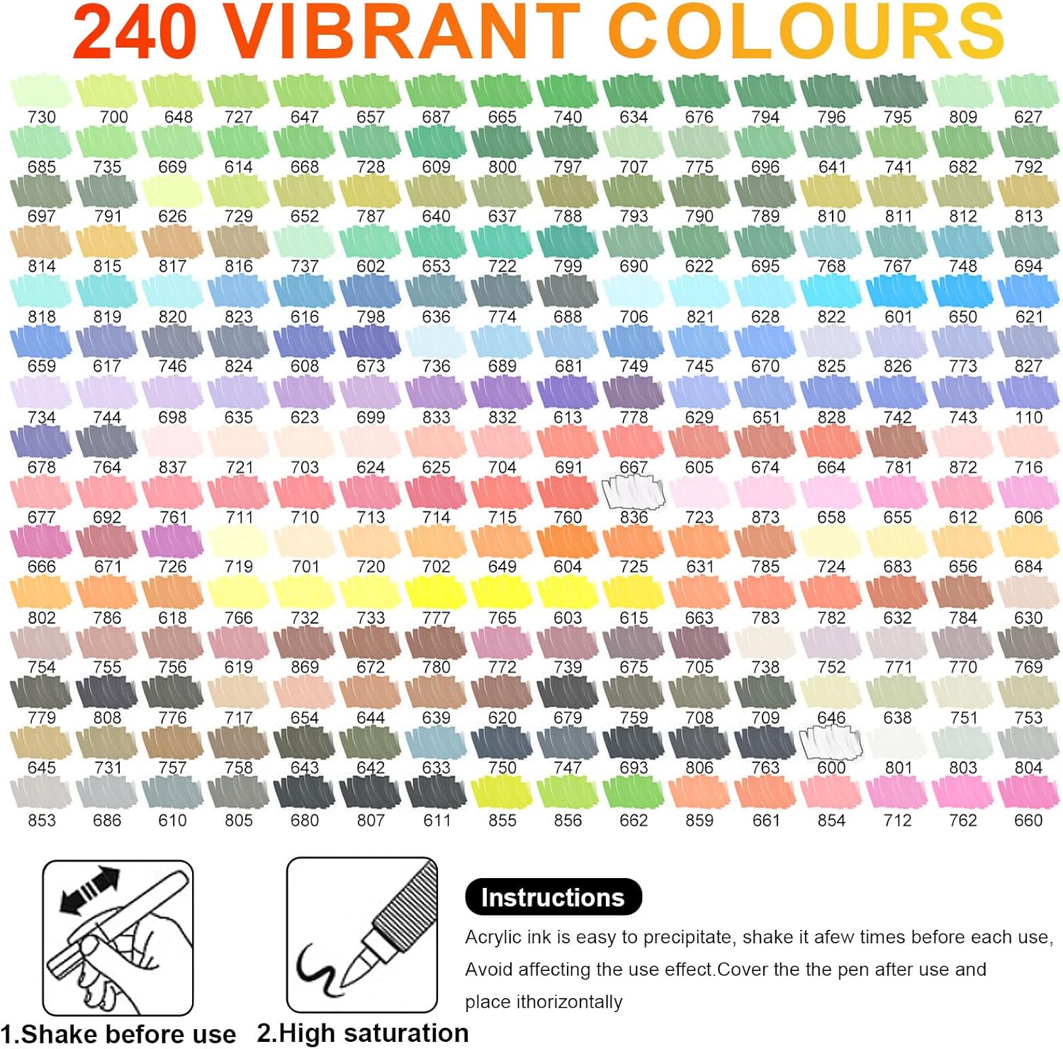 Thumbnail 1 de Laconile 240 Couleurs – marqueurs acryliques à pointe pinceau (240) pour coloriage, calligraphie et supports variés