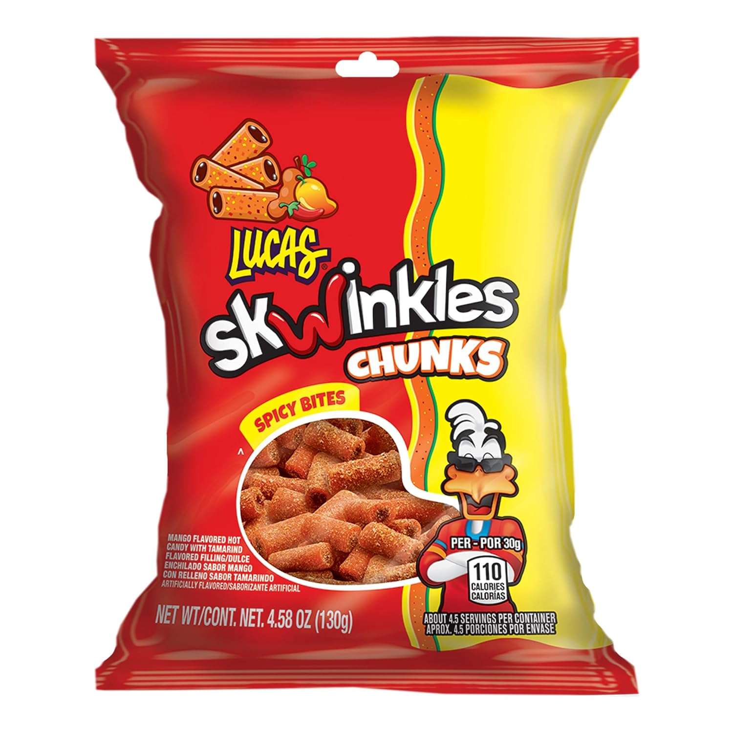 Detalle de Lucas Skwinkles Sweet & Sour Candy Chunks, Mango Flavor with Tamarind Filling