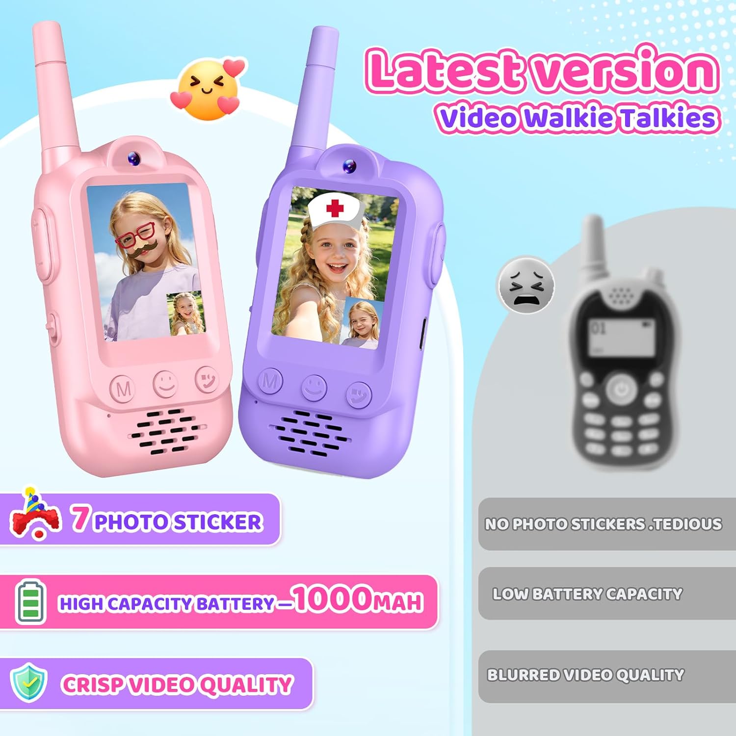 Detalle 2 de Wootoyz video walkie talkies for kids (Pink) – video calling, voice effects and rechargeable play