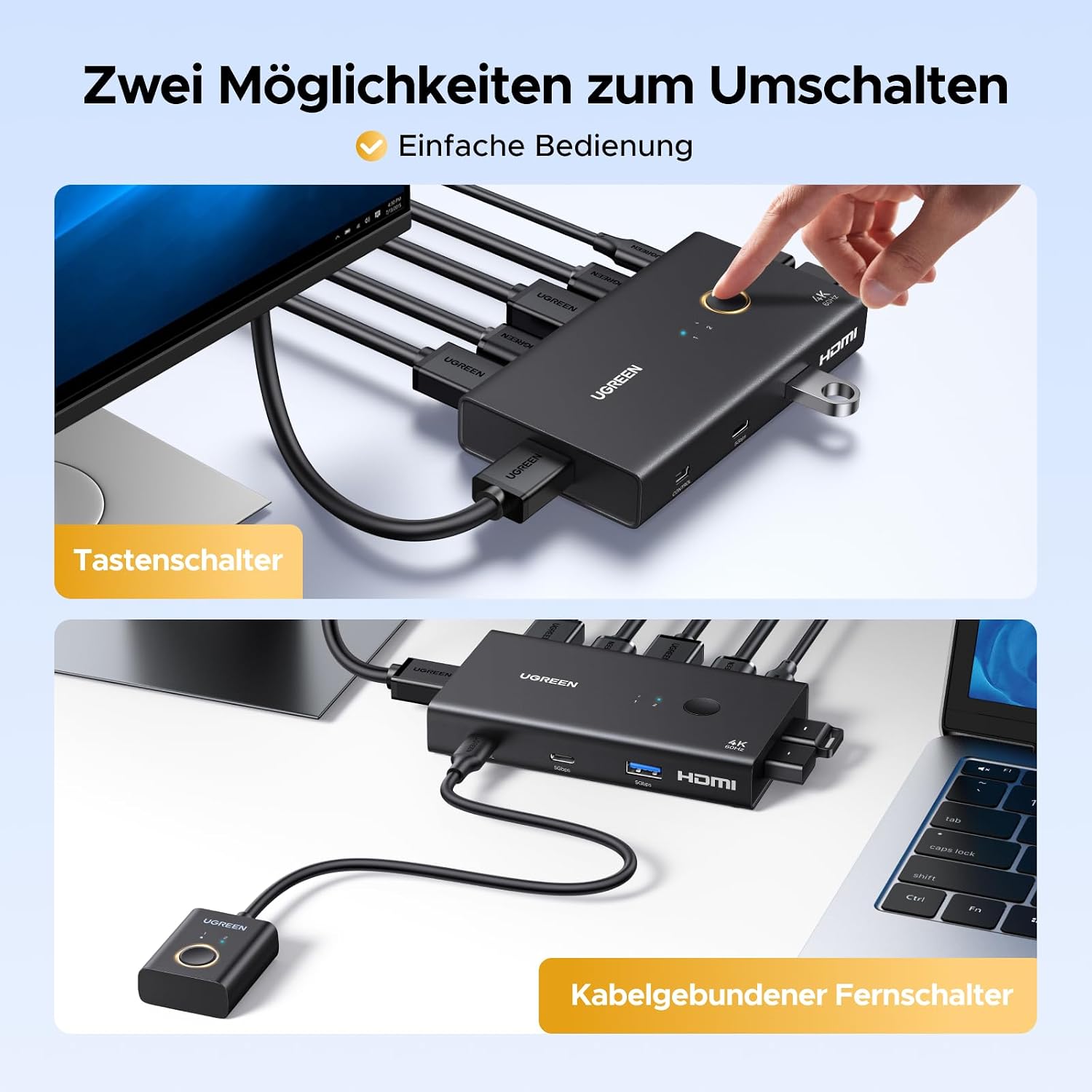 Thumbnail 6 de UGREEN HDMI 2.0 KVM Switch 2 PC 1 Monitor
