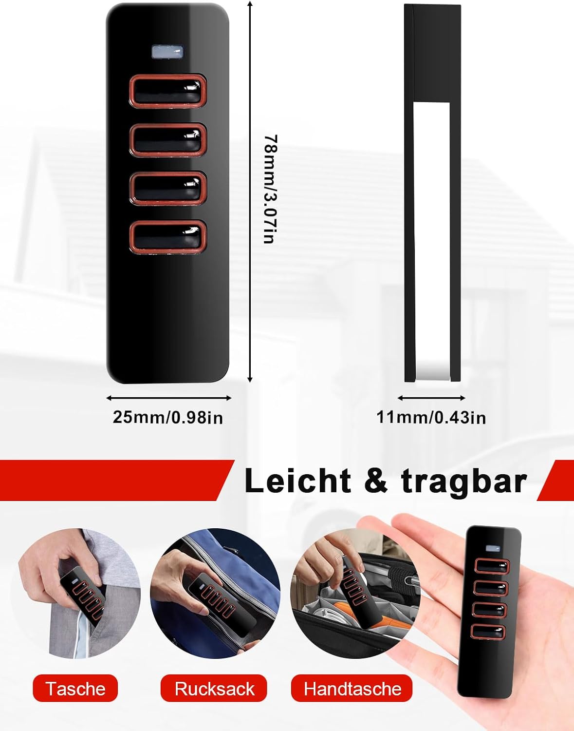 Detalle 2 de Wvoillty Télécommande porte de garage 868 MHz 4 canaux