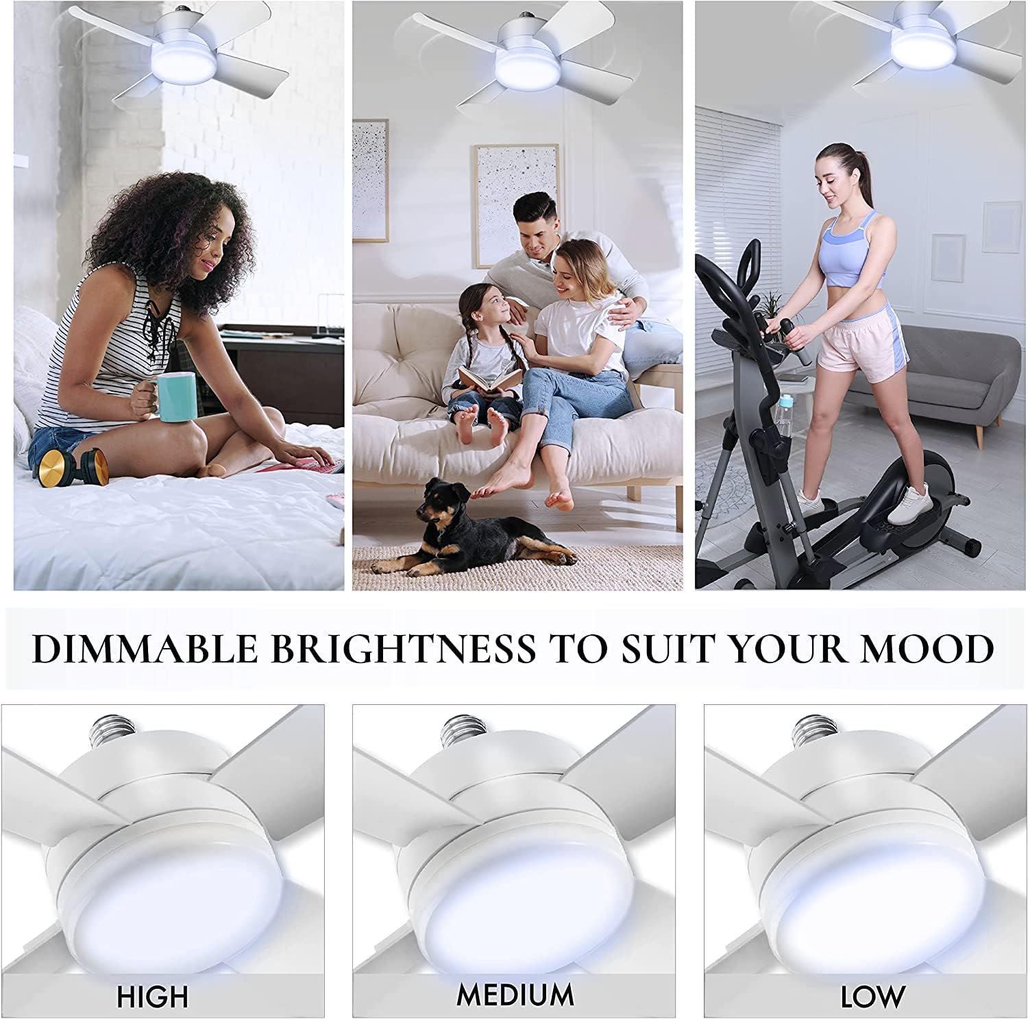 Thumbnail 5 de Bell+Howell Socket Breeze modern ceiling fan bulbs with LED lights, 10" LED E26/E27 screw base mini fan with remote