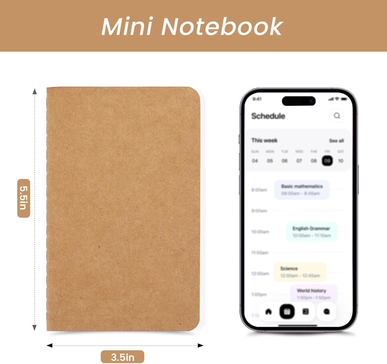 Detalle de Oucaru 64-Pack Mini Pocket Notebooks, 3.5" x 5.5", Blank Brown Covers
