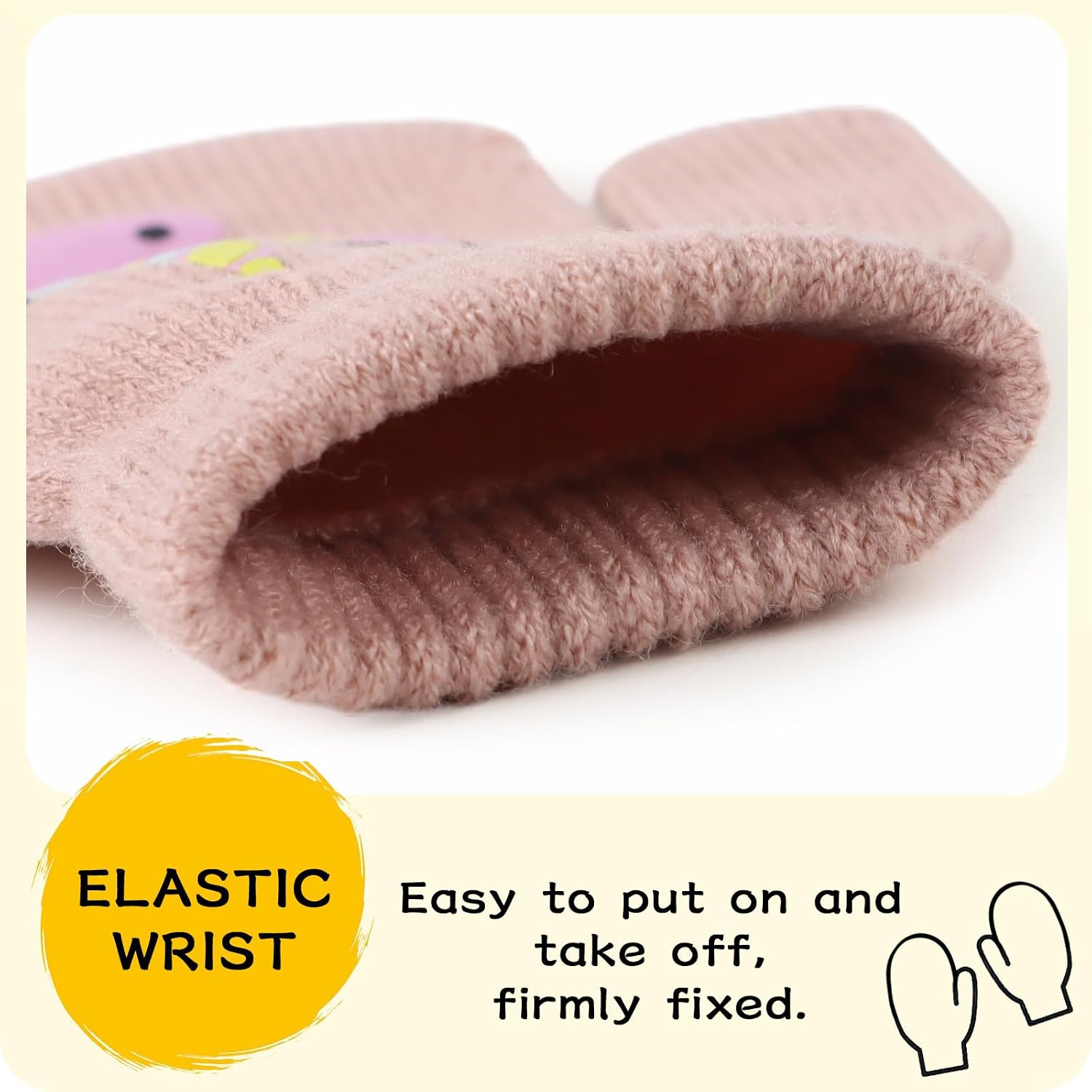 Detalle de PEECABE Knitted Toddler Mittens with Stretch for Fall and Winter