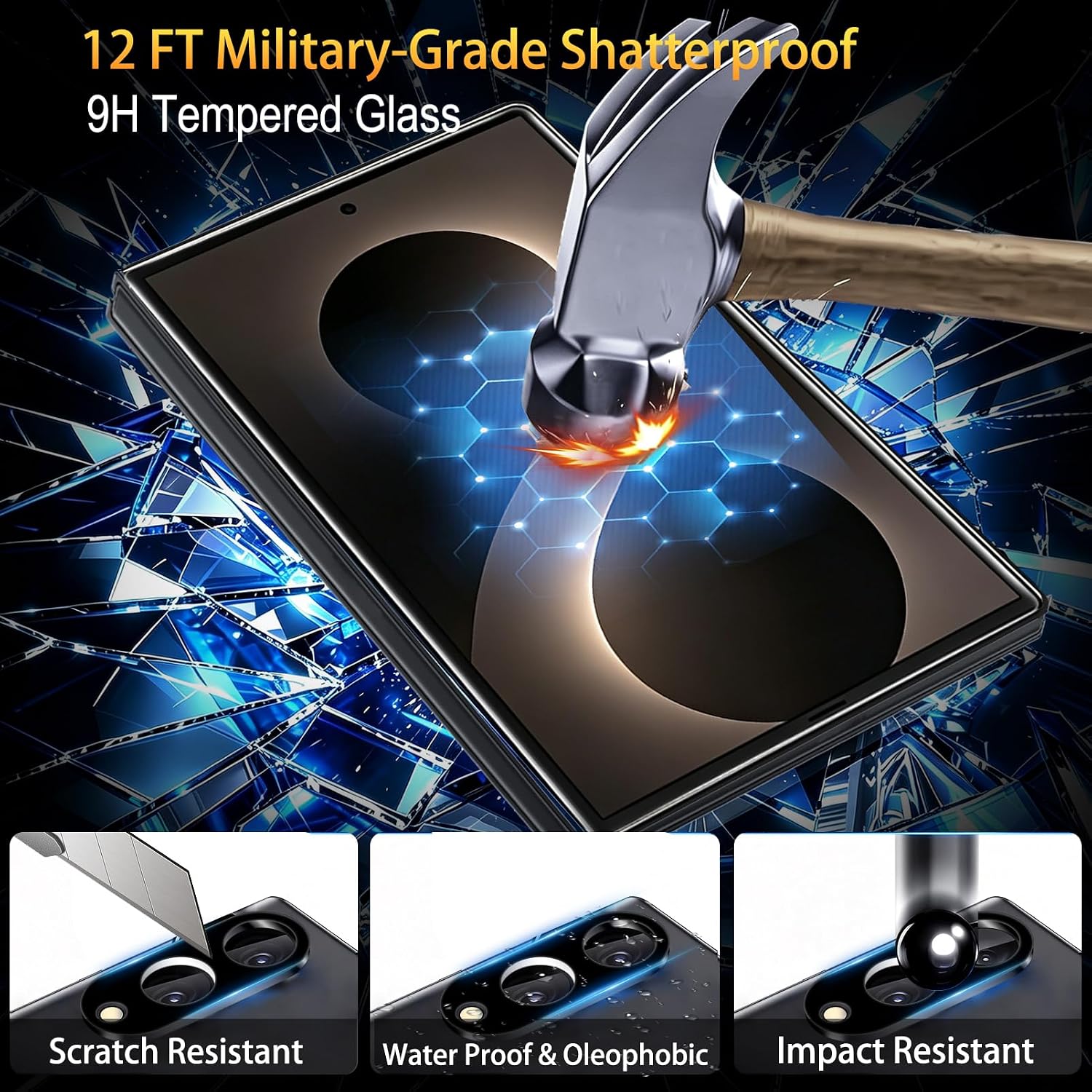 Detalle 2 de SiHPuoy 3-Pack Tempered Glass Screen Protector for Samsung Galaxy Z Fold 8