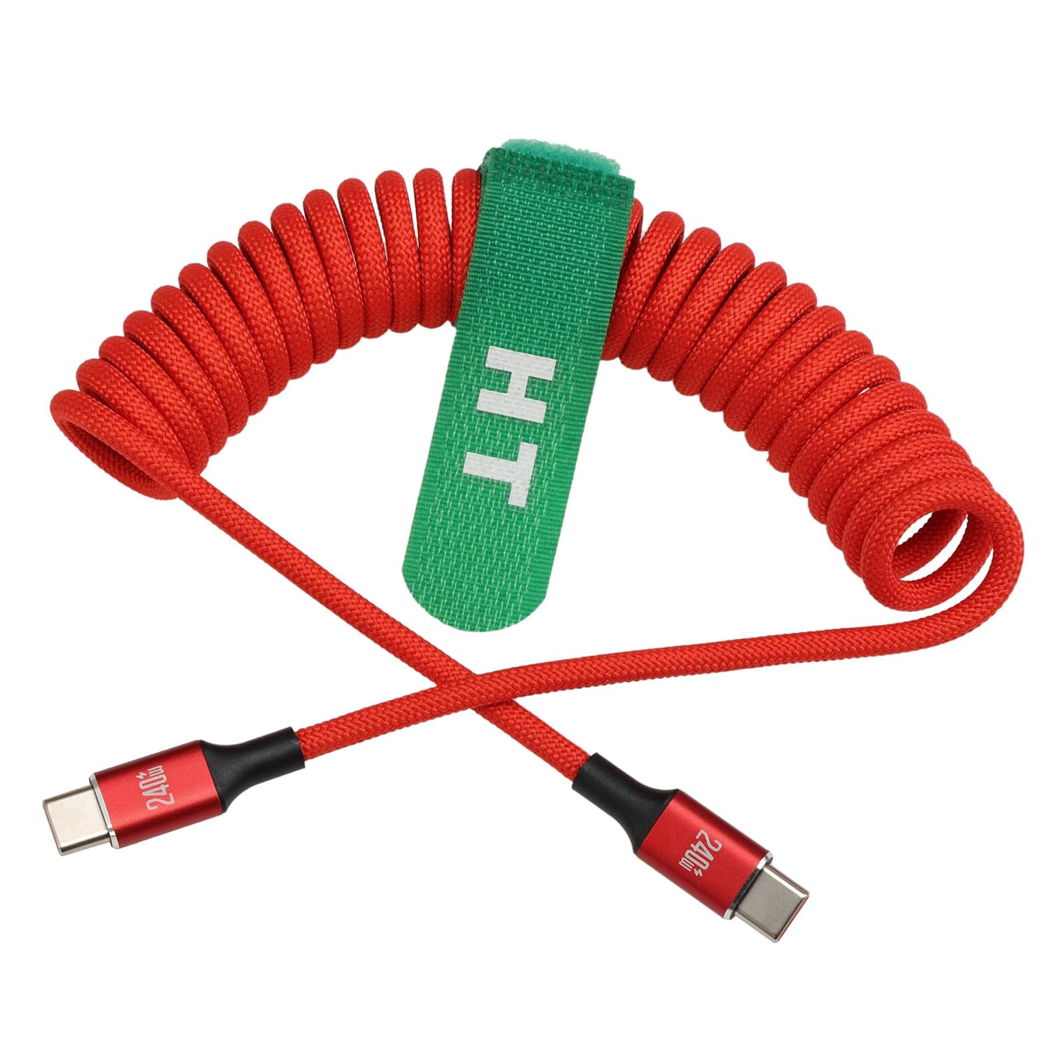 Detalle 2 de HangTon USB-C to USB-C 100W Fast Charging Braided Coiled Cable