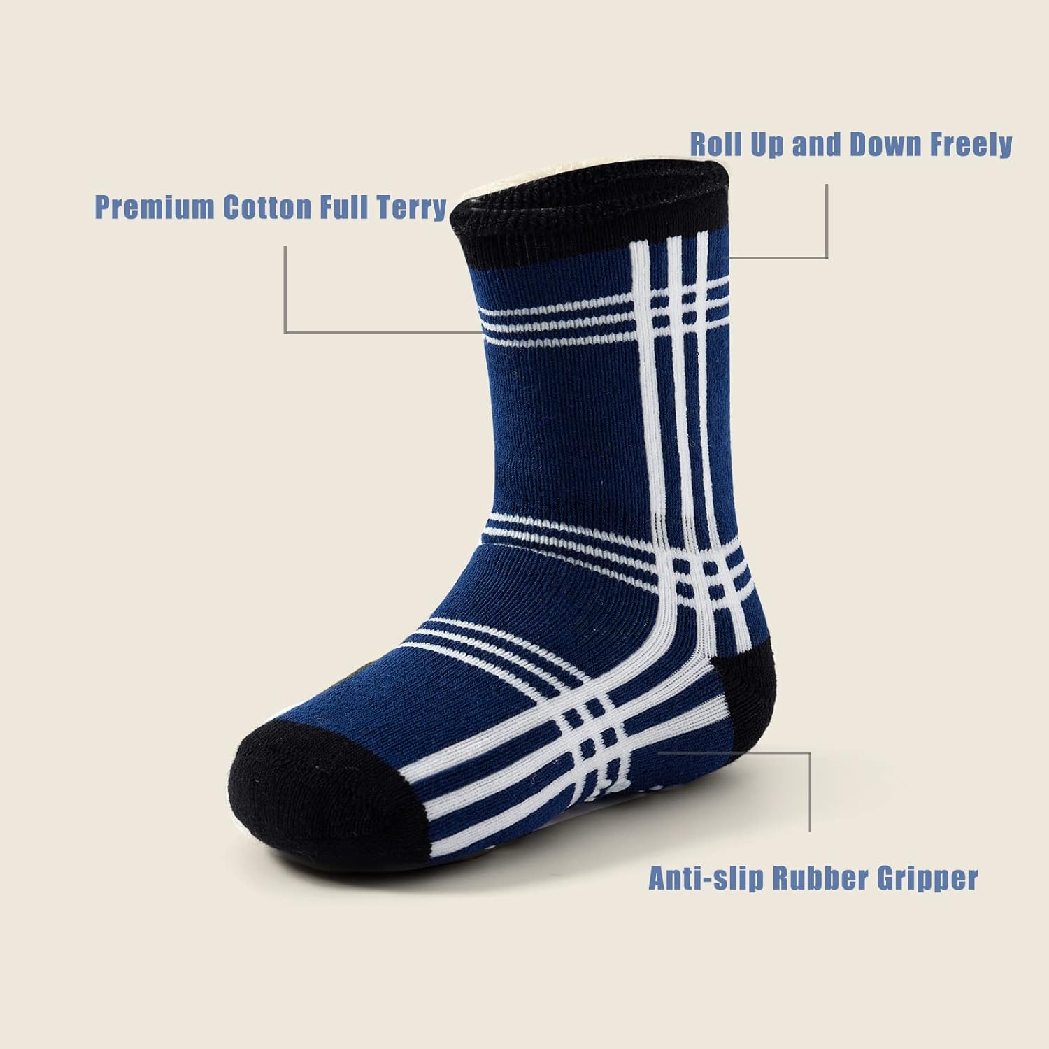 Thumbnail 2 de Aisyee Baby Non Slip Socks Thick Winter Warm Socks Multipack (6 Pairs)