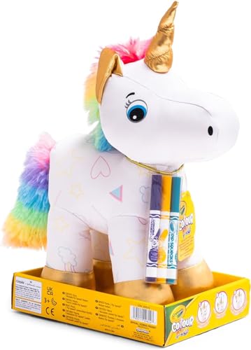 Detalle de CRAYOLA Colour Me Plush Unicorno: Peluche colorabile con 3 pennarelli lavabili, regalo creativo per bambini