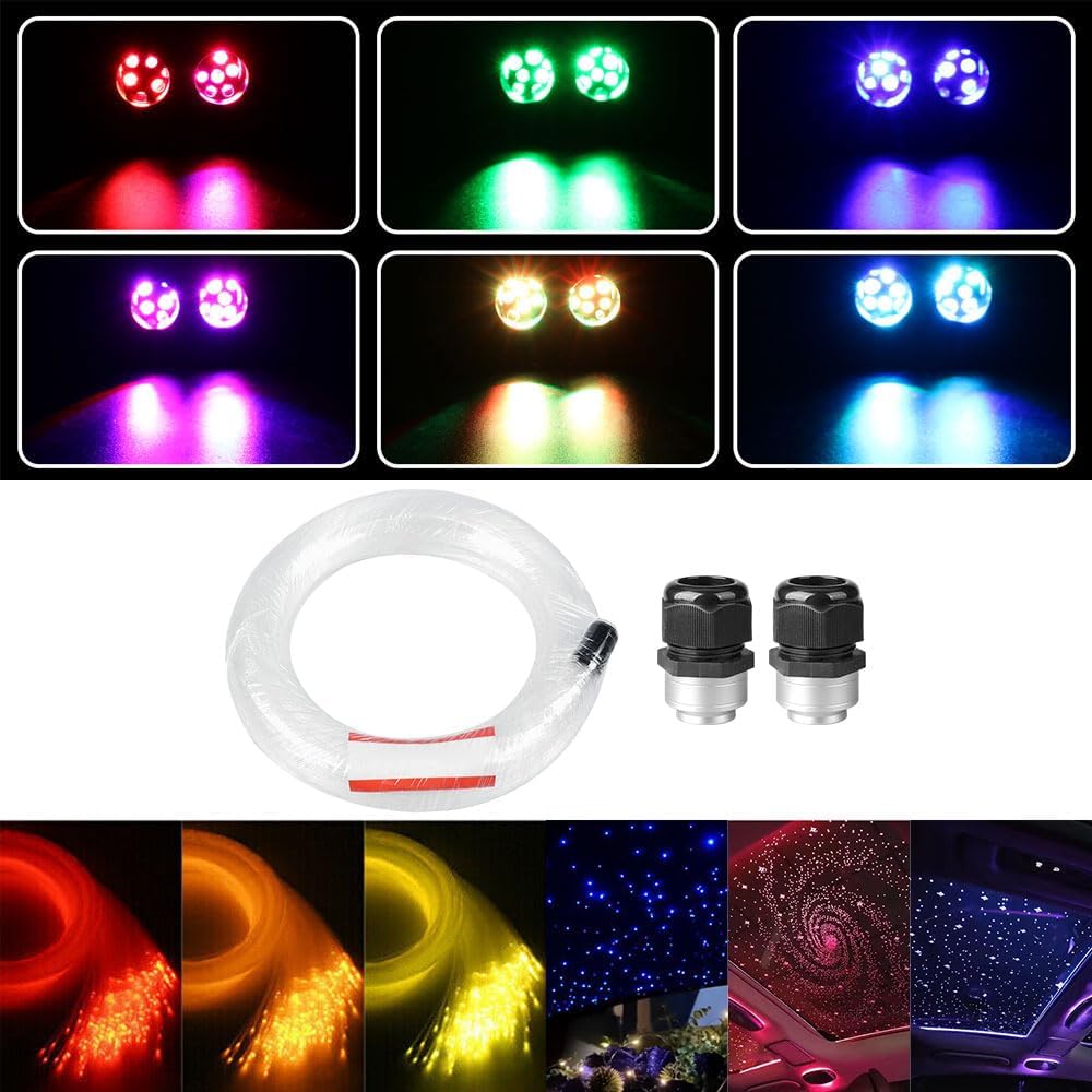 Thumbnail 5 de 32W Twinkle Starlight Headliner Light (1,000pcs) LED Fibre Optic Star Effect Kit with APP/Remote, Sound Sync