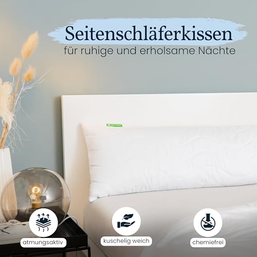 Detalle 2 de Gentle North Hochwertiges Seitenschläferkissen 40 x 145 cm – Langes Mikrofaser-Körperkissen für Erwachsene