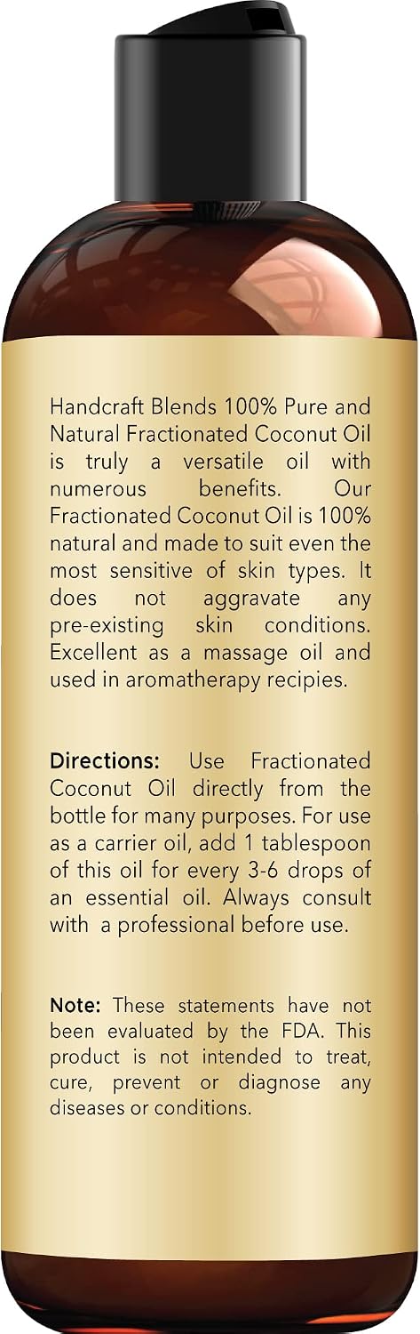 Detalle de Handcraft Blends Fractionated Coconut Oil (236 ml) – 100% pure, hexane-free carrier oil for hair & body