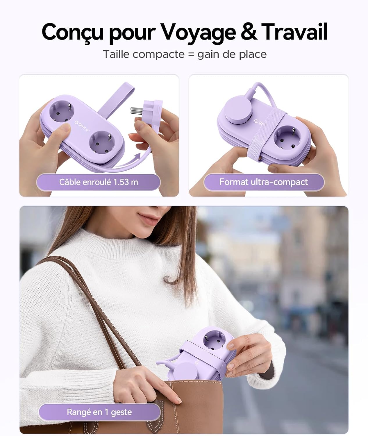Thumbnail 4 de ORICO AP3 Multiprise voyage 2 prises et USB‑C 20W PD