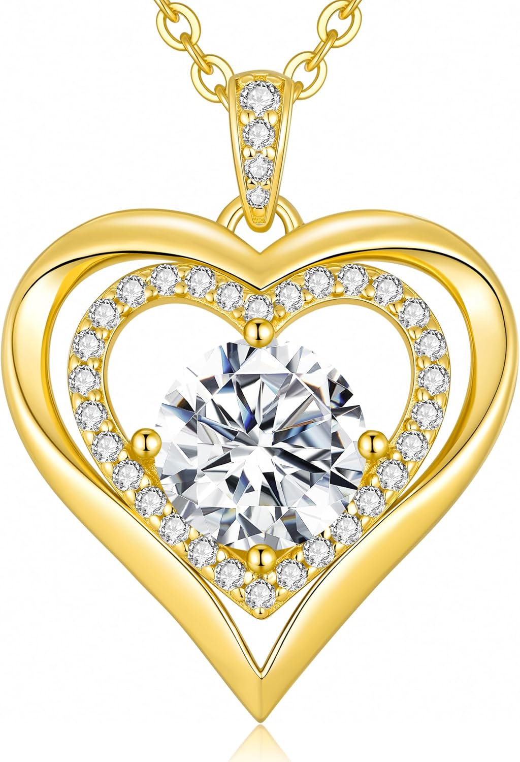 Thumbnail 6 de CDE Damen Halskette aus 925 Sterling Silber mit Moissanit-Herzanhänger (Moissanit „I LOVE YOU“)