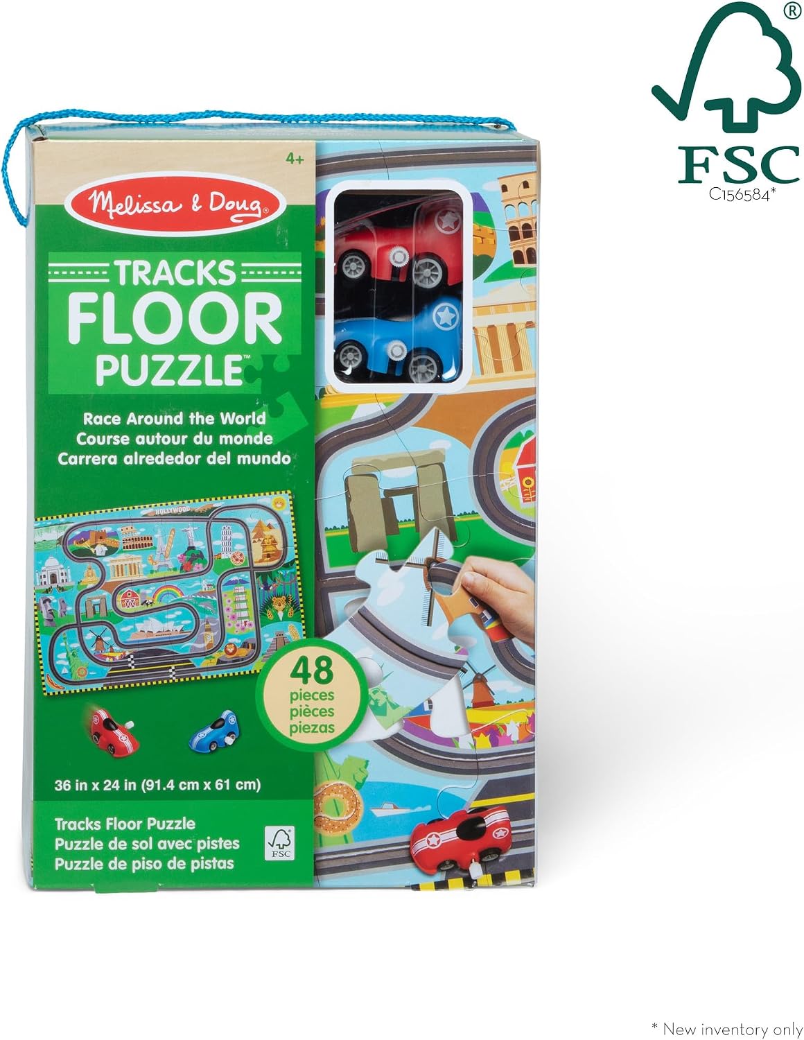 Detalle de Melissa & Doug Bodenpuzzle Autorennen ab 3